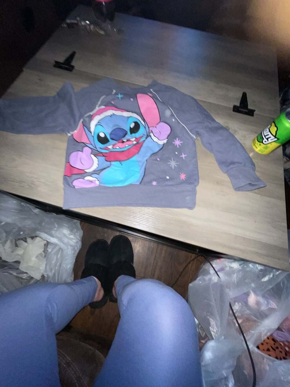 Disney Stitch Sweatshirt Size Xs (4-5) Gray Holiday